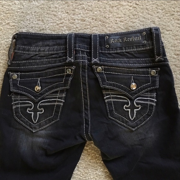 NWOT -Rock Revival Charcoal Dark Gray Washed Jeans - Picture 5 of 8